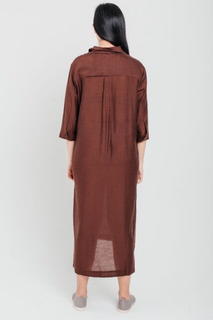 Brown Tencel Linen Dress-2847