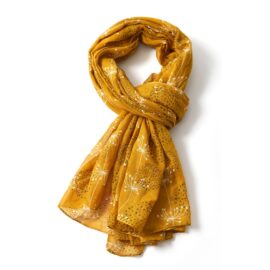Retro Dandelions Scarf Mustard-0
