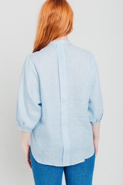 Blue Stripe Linen Shirt-2804