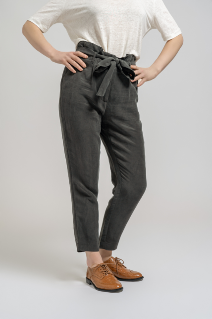 Dark Grey Linen Tencel Trousers-0