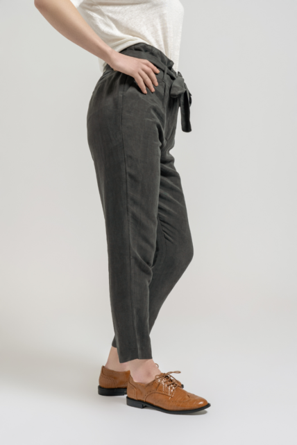 Dark Grey Linen Tencel Trousers-4254