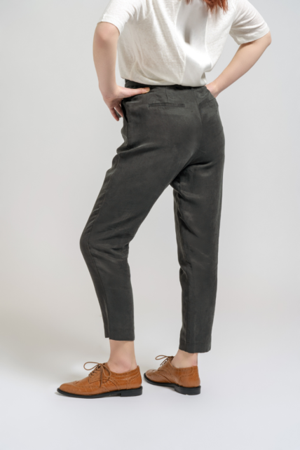 Dark Grey Linen Tencel Trousers-4255