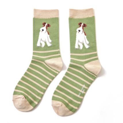 Fox Terrier Stripes Socks Sage-0