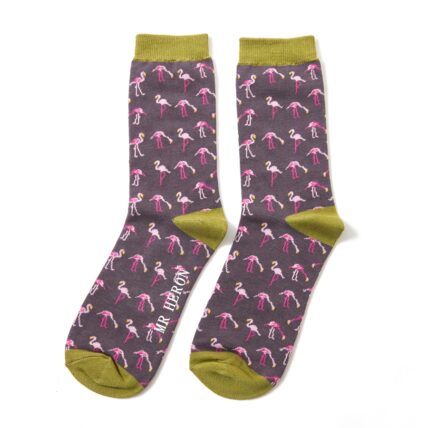 Mr Heron Wild Flamingos Socks Black-0