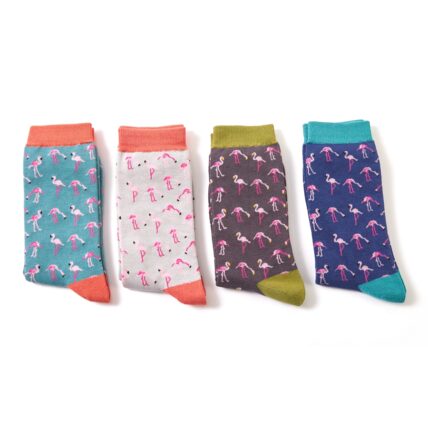 Mr Heron Wild Flamingos Socks Teal-2909