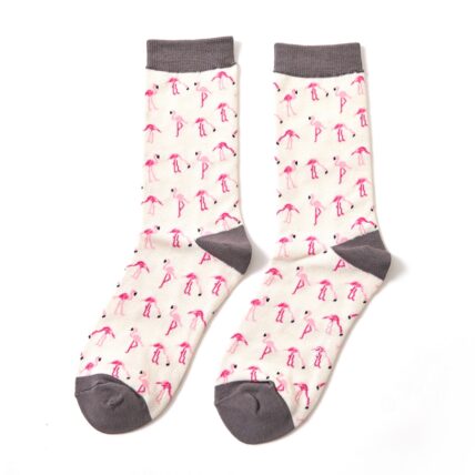 Wild Flamingos Socks Cream-0