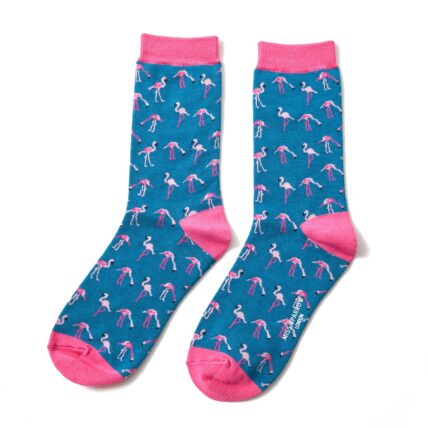 Wild Flamingos Socks Denim-0