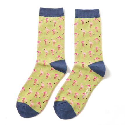 Wild Flamingos Socks Olive-0