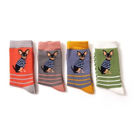 Chihuahua Stripes Socks Blue-3016