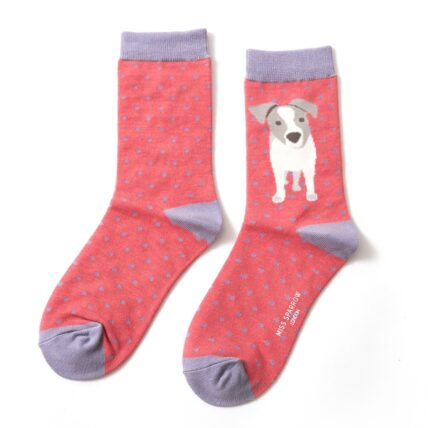 Jack Russell Pup Socks Pink-0