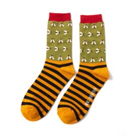 Mr Heron Busy Bees Socks Olive-0