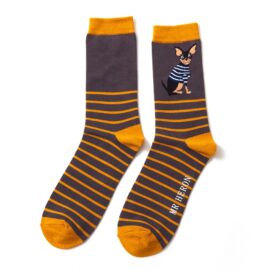 Mr Heron Chihuahua Stripes Socks Grey-0