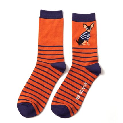 Mr Heron Chihuahua Stripes Socks Orange-0