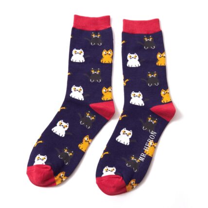 Mr Heron Little Kitties Socks Navy-0