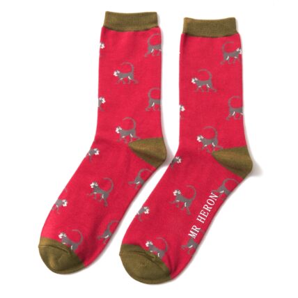 Mr Heron Monkeys Socks Red-0