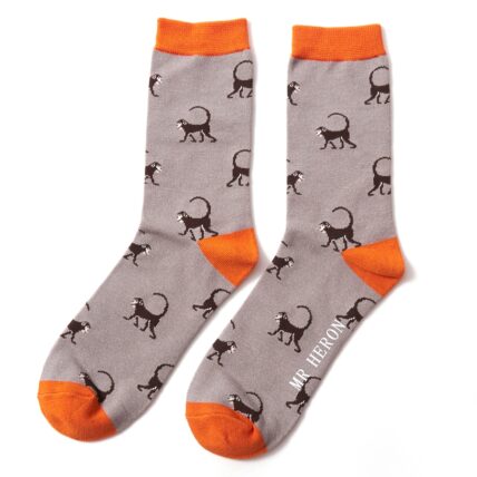 Mr Heron Monkeys Socks Grey-0