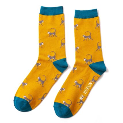 Mr Heron Monkeys Socks Mustard-0