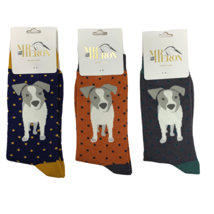 Mr Heron Jack Russell Pup Socks Grey-2987
