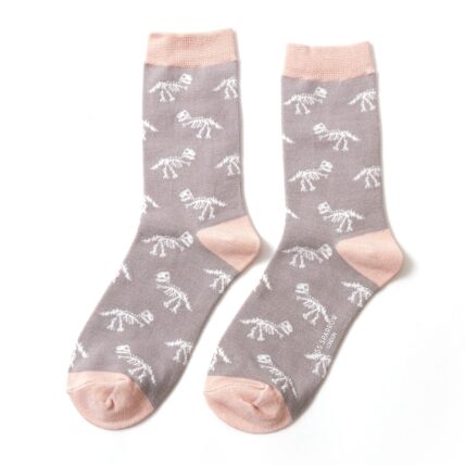 Dino Bones Socks Light Grey-0