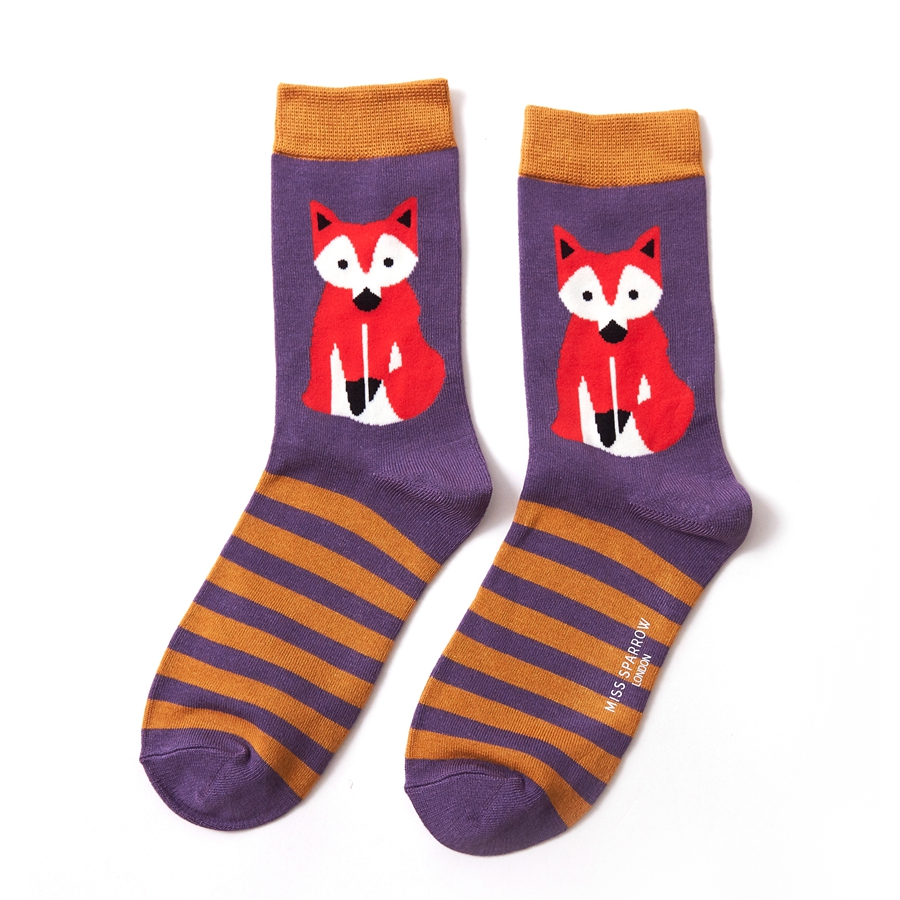Fox & Stripes Socks Purple