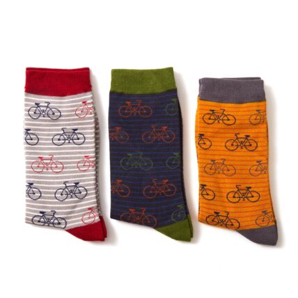 Mr Heron Bikes & Stripes Socks Mustard-3132