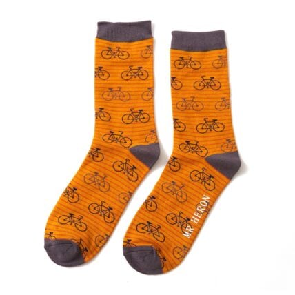 Mr Heron Bikes & Stripes Socks Mustard-0