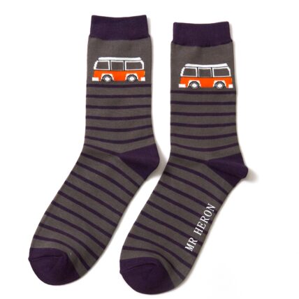Mr Heron Camper Stripe Socks Grey-3133