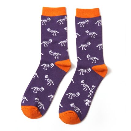 Mr Heron Dino Bones Socks Purple-0