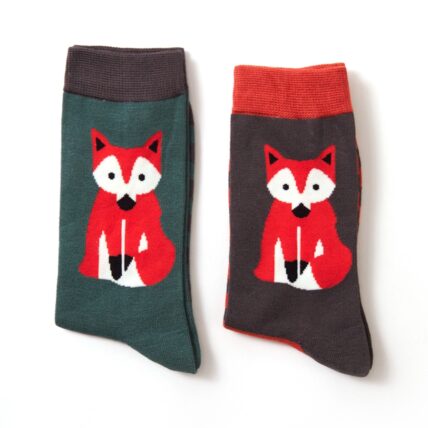 Mr Heron Fox & Stripes Socks Green-3146