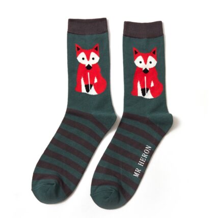 Mr Heron Fox & Stripes Socks Green-0