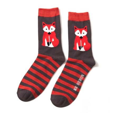 Mr Heron Fox & Stripes Socks Grey-0