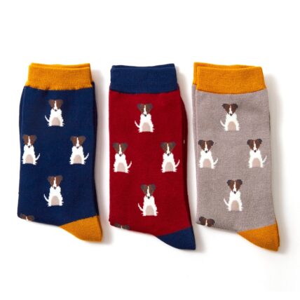 Mr Heron Mini Jack Russells Socks Grey-3156