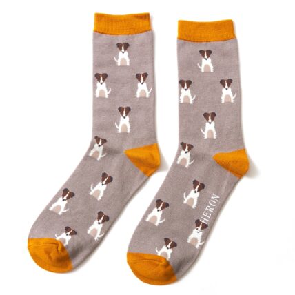 Mr Heron Mini Jack Russells Socks Grey-0