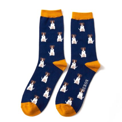 Mr Heron Mini Jack Russells Socks Navy-0