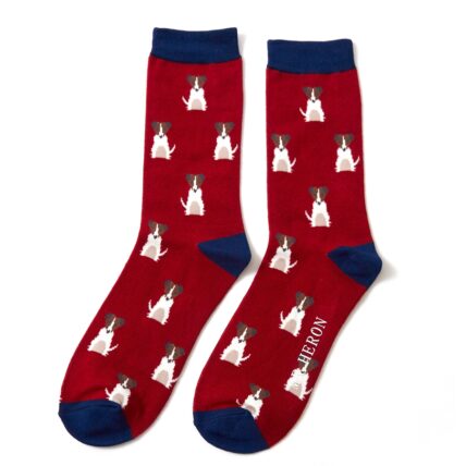 Mr Heron Mini Jack Russells Socks Red-0