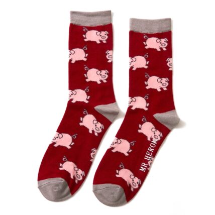 Mr Heron Piglets Socks Red-0