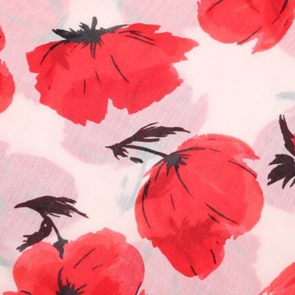Painted Poppies Scarf White-3186