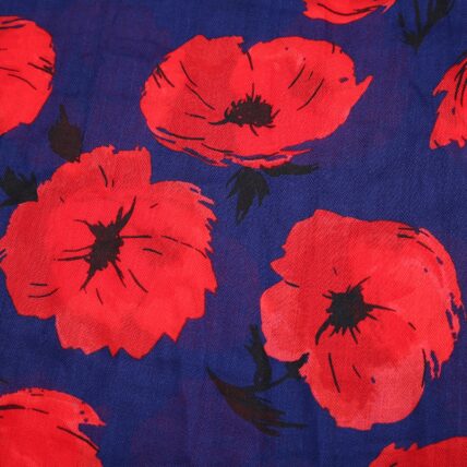 Painted Poppies Scarf Navy-3181