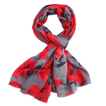 Painted Poppies Scarf Grey-3183