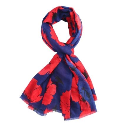 Painted Poppies Scarf Navy-3182