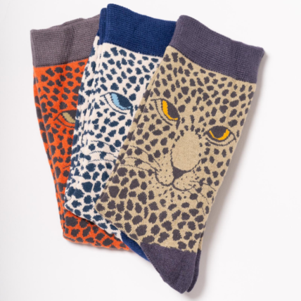 Leopard Socks Olive-3090