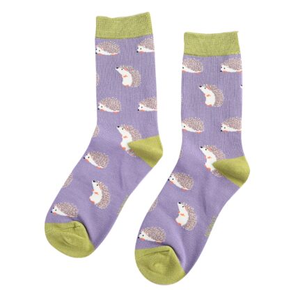 Cute Hedgehogs Socks Dusky Purple-3249
