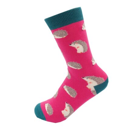 Cute Hedgehogs Socks Hot Pink-4370