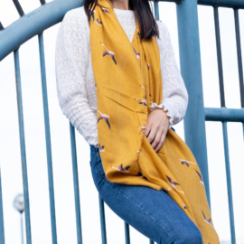 Flying Flamingos Scarf Mustard-0