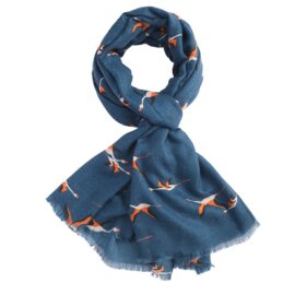 Flying Flamingos Scarf Navy-0