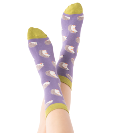 Cute Hedgehogs Socks Dusky Purple-0