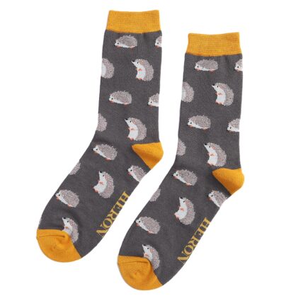 Mr Heron Cute Hedgehogs Socks Grey-0