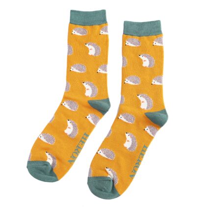 Mr Heron Cute Hedgehogs Socks Mustard-3355