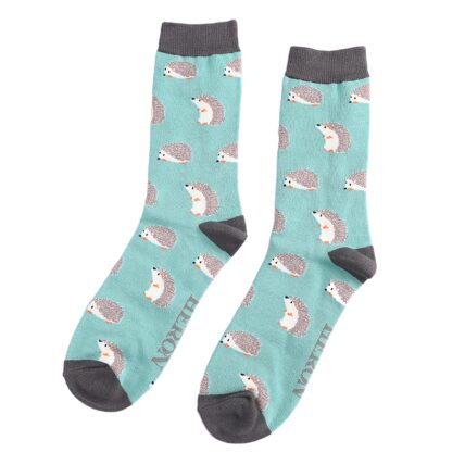 Mr Heron Cute Hedgehogs Socks Turquoise-0