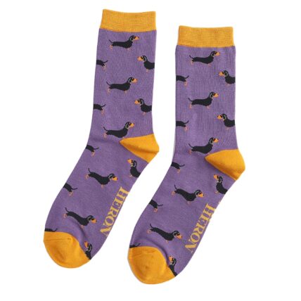 Mr Heron Little Sausage Dogs Socks Purple-3420